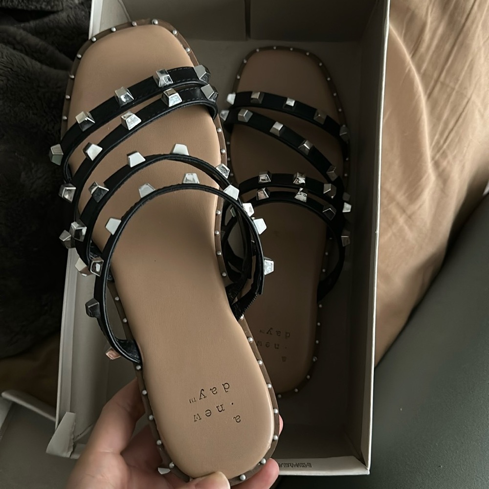 A new day sandals size 5.5. Black with silver studs